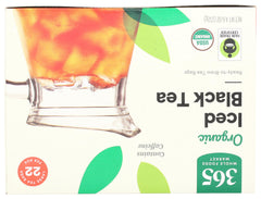 365 Organic Black Tea box packaging highlighting sustainability and quality