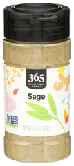 Closeup of 365 by Whole Foods Market ground sage in a bottle for easy seasoning.