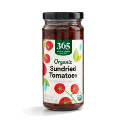 365 by Whole Foods Sundried Tomatoes in Olive Oil jar front, ideal flavor booster