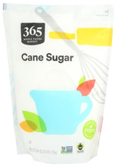 365 by Whole Foods Market cane sugar 64oz packaging shown for baking and pantry use.