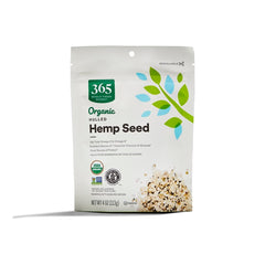 365 by Whole Foods Market organic hemp seed bag front view highlights organic quality and ready-to-use convenience.