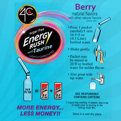4C Energy Rush Stix Berry packet open reveals quick-dissolve flavoring for water