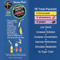 4C Energy Rush Stix Grape 18ct fruity hydration for travel days and commutes