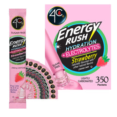 4C Energy Rush Stix bottle pour showing strawberry flavor for on-the-go hydration