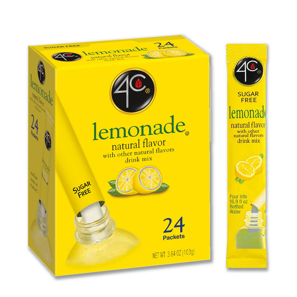4C Lemonade packet pour demonstrates quick pitcher-ready flavor without sugar