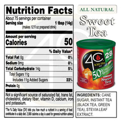 4C canister pouring iced tea into a glass for quick serving