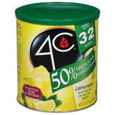 4C reduced sugar lemonade canister, ideal for quick family drinks