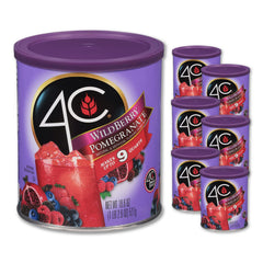 4C Wildberry Pomegranate canister on shelf ready to flavor drinks for families