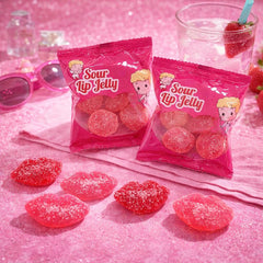 4E's Novelty sour lip gummies fizzy shell detail adds exciting bite-sized texture
