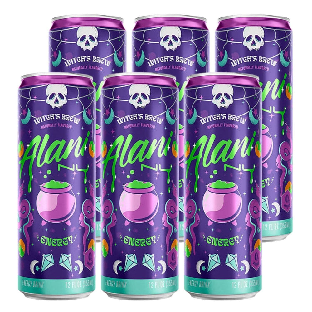 Alani Nuu Witches Brew 6-pack display showing bundled bottles for easy tasting sessions.