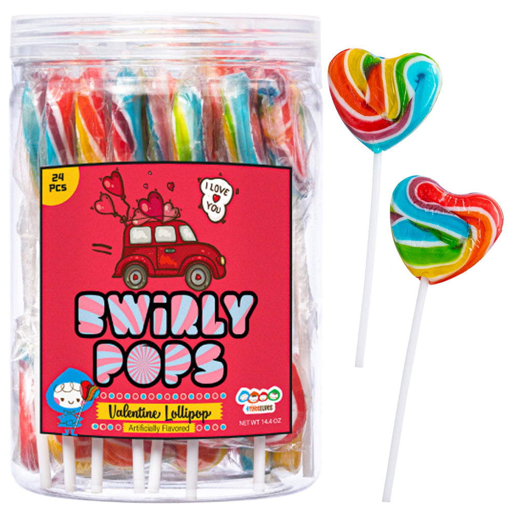 4YoreElves 24-heart rainbow lollipops pack, colorful party favors for celebrations.