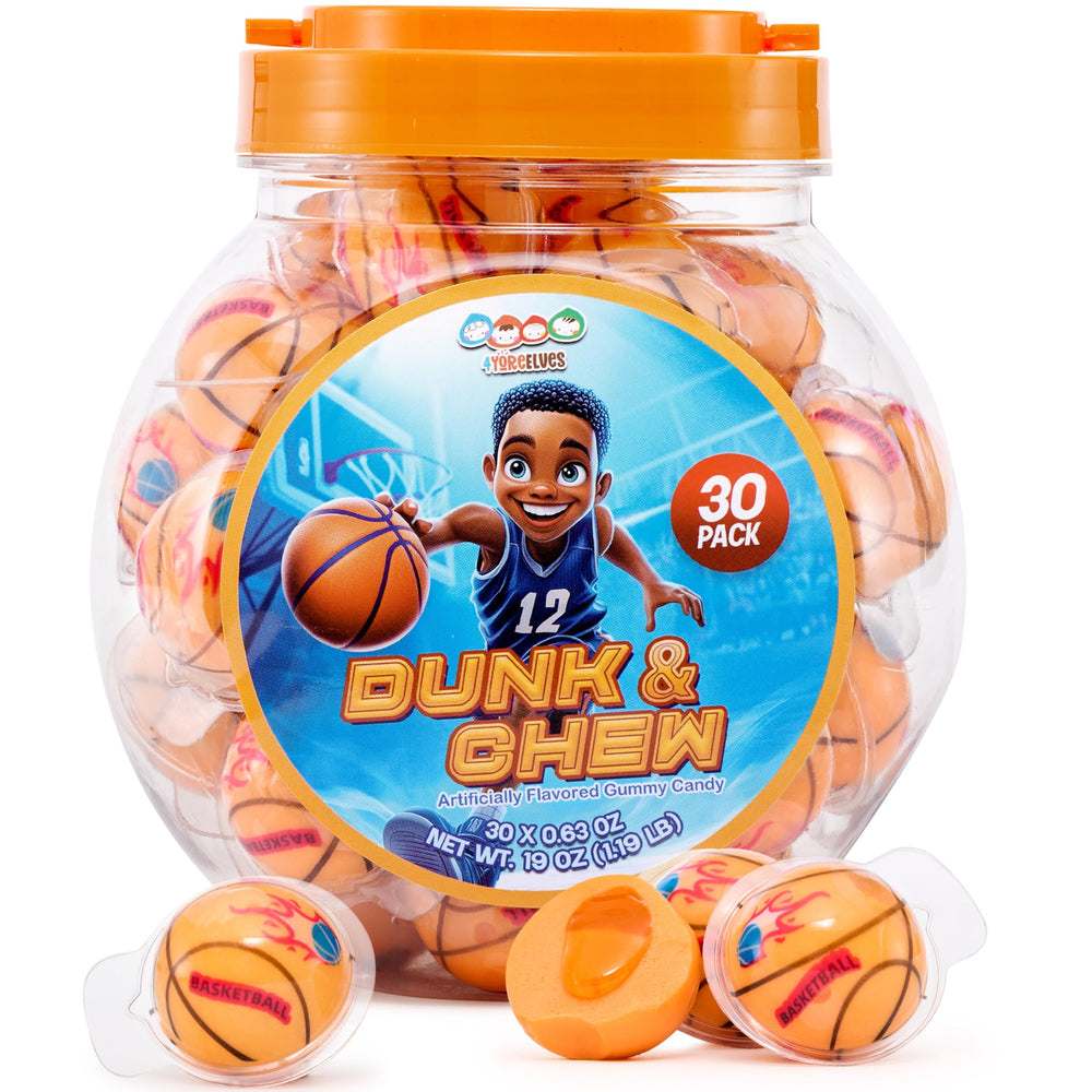 4YoreElves basketball candy ball front view with orange filling for party favors