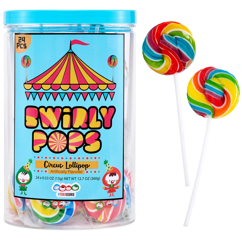4YoreElves circus rainbow lollipops pack, vibrant colors for party favors