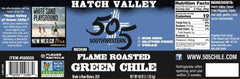 505 Southwestern Hatch Valley green chiles in a jar back emphasize authentic flame roasted flavor.