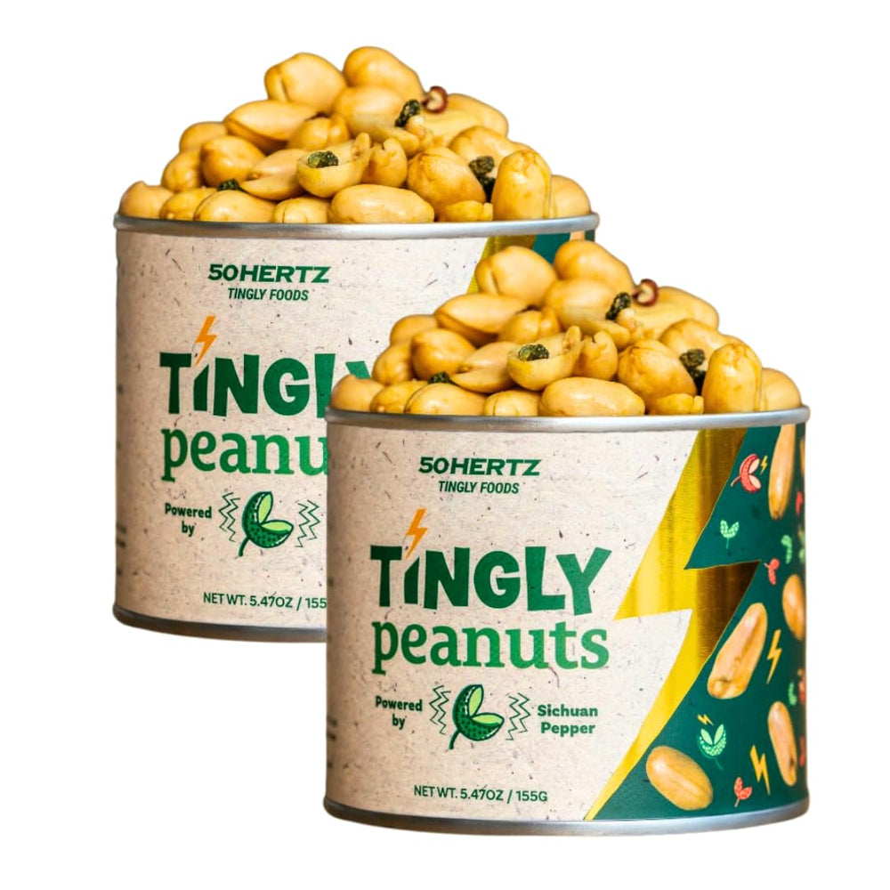 50Hertz Tingly Peanuts two-pack can display convenient bold Sichuan pepper flavor for on-the-go snacking.