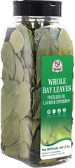52USA Bay Leaves whole 2oz bottle close-up, aromatic flavor enhancer for soups.