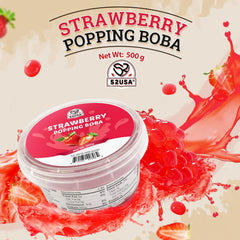 52USA Bubble tea ingredient strawberry pearls enhances flavor and texture