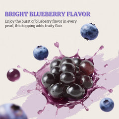 52USA bubble tea with blueberry popping boba pearls.