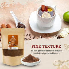 52USA Cinnamon powder added to tea cup enhances warm beverages.