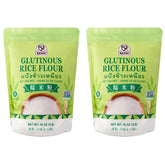 52USA glutinous rice flour 32-ounce bag shows premium fine powder for baking.