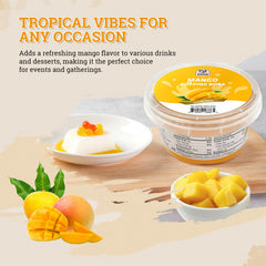 52USA Mango Popping Boba ready-to-use pearls poured into a drink