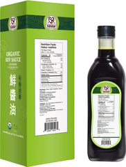 52USA Organic Soy Sauce label shows USDA Organic certification and low-sodium benefits.