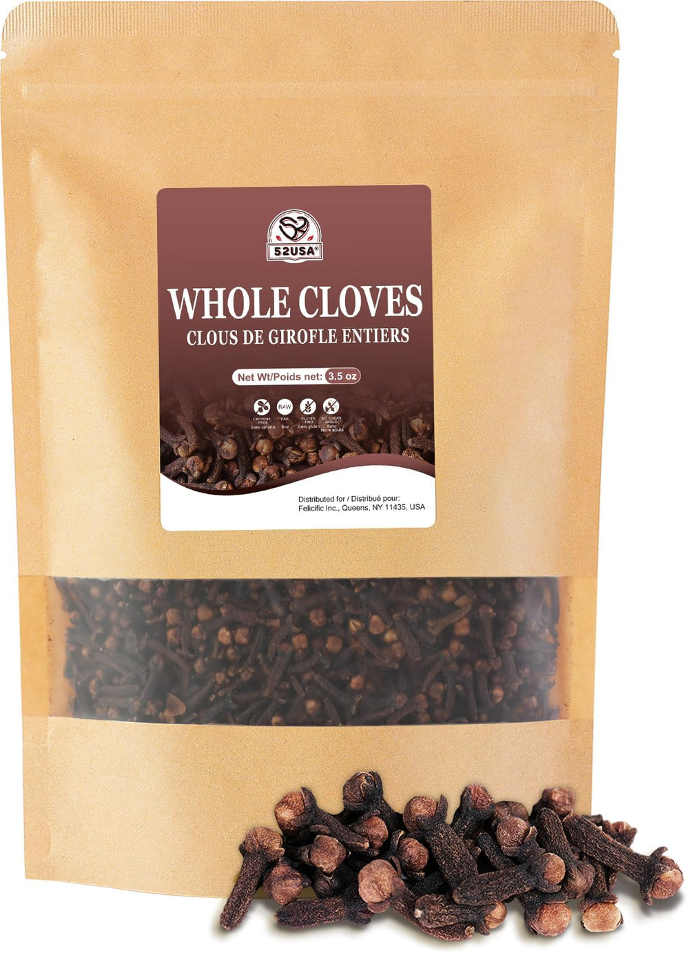 52USA whole cloves in a resealable bag ready for cooking