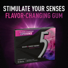5 GUM Evolution Sour to Sweet Berry pack in hand, portable freshness for daily routines.