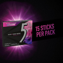 Wrapper of 5 GUM Evolution Sour to Sweet Berry pack visible, convenient on-the-go packaging.