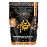 5Senses dried whole turmeric root in tribal harvest scene for authentic Indian spice.