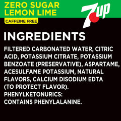 7up Zero Sugar glass pour illustrating crisp fizz and lemon-lime aroma.