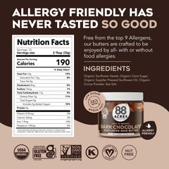 88 Acres Dark Chocolate Sunflower Butter two-pack—convenient pantry staple.