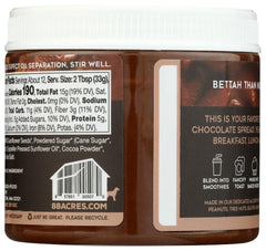 88 Acres dark chocolate sunflower seed butter on spoon, rich and smooth