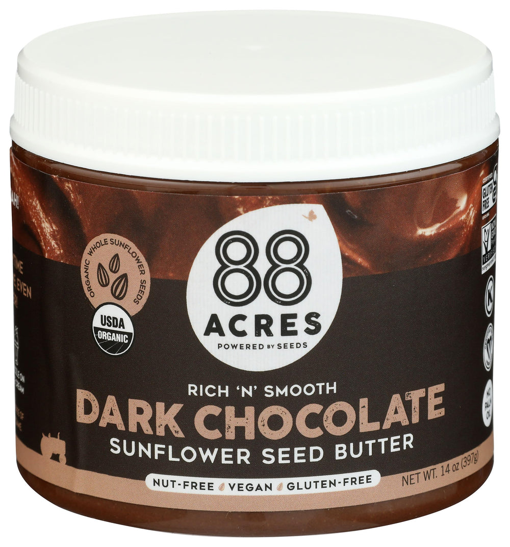 88 Acres Organic Sunflower Seed Butter Chocolate jar ready to enjoy