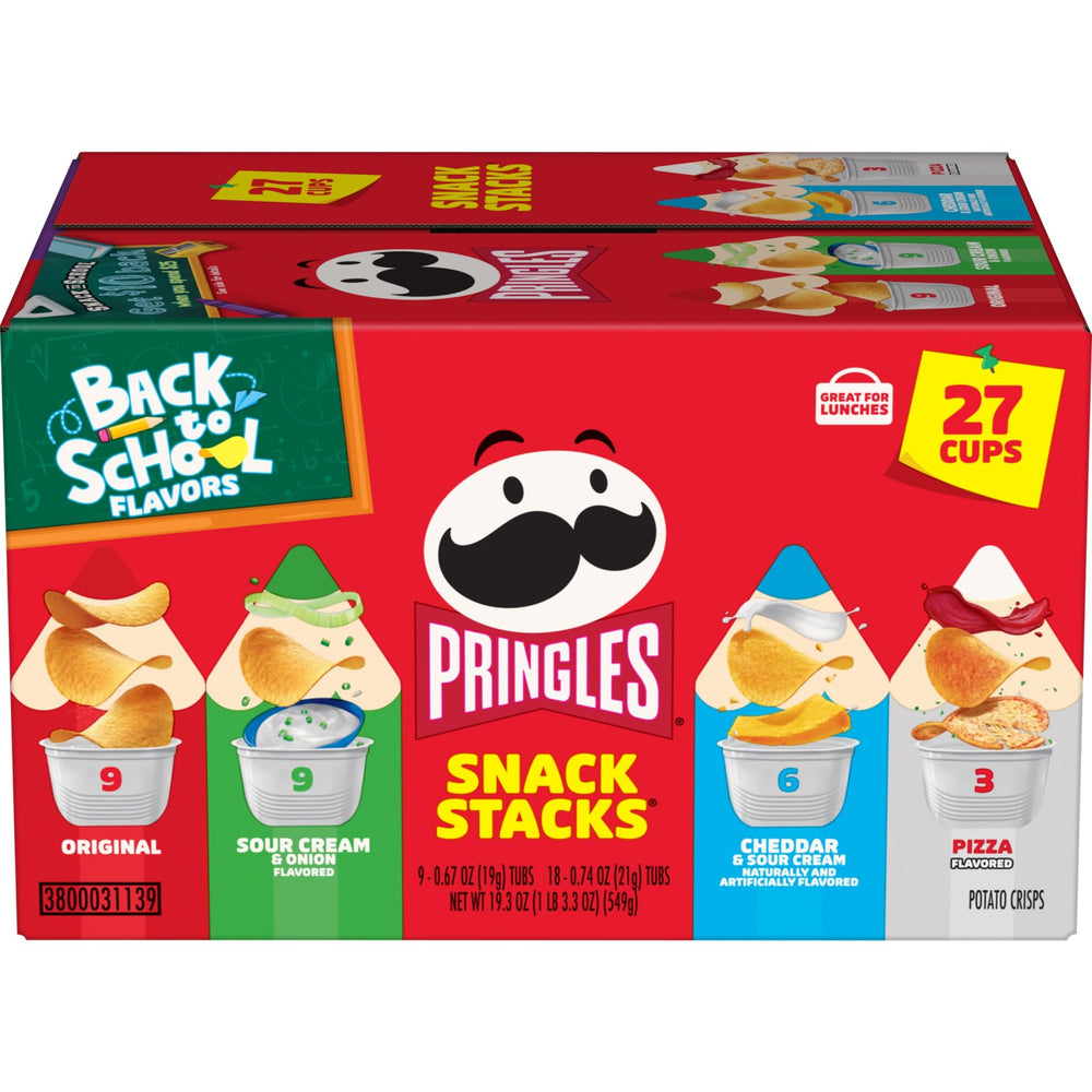 Pringles Snack Stacks variety-pack cups arranged for easy on-the-go snacking