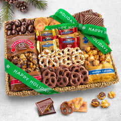 A Gift Inside chocolate caramel corn and Ghirardelli squares close-up, shareable delights