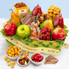 A Gift Inside fresh fruit selection closeup showcasing juicy pears and apples.