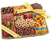 A Gift Inside sympathy basket top view, a thoughtful gesture for condolences and sharing.