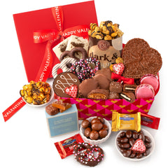 A Gift Inside valentines chocolate gift basket assembly highlights premium treats for sharing.