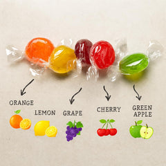 A Great Surprise display-ready candy dishes show off a vibrant fruit mix for events.