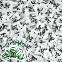 A Great Surprise Thank You mints, individually wrapped, preserve freshness for guests.