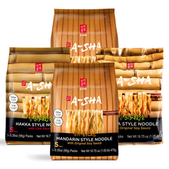 A-SHA healthy asian noodles bundle front with sauce pack, ideal for quick weeknight meals.