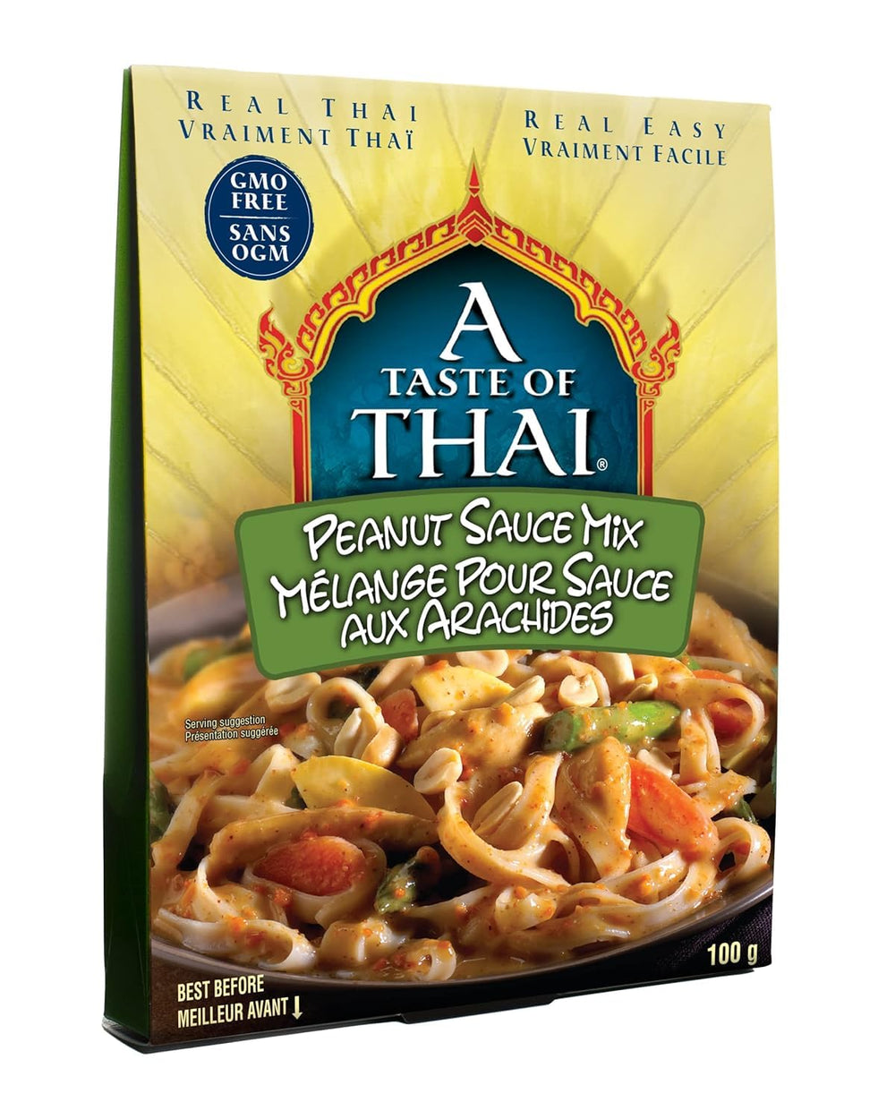 A Taste of Thai peanut sauce mix packet close-up for quick, flavorful sauces