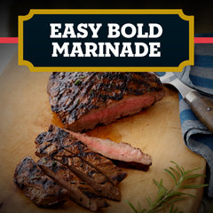 Pouring A.1. New York Steakhouse Marinade for quick flavor infusion