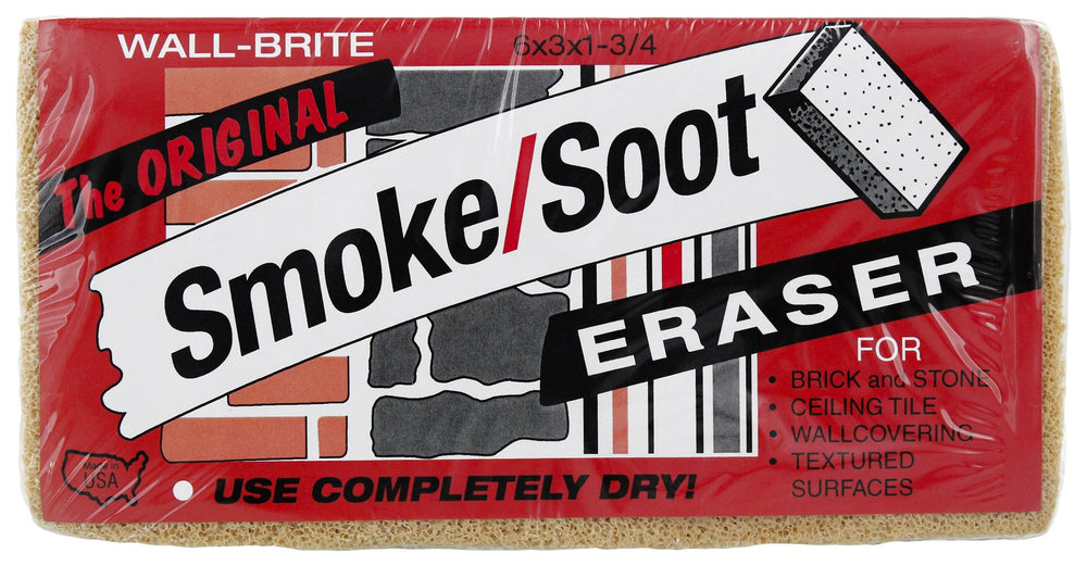 Absorene Smoke Soot Eraser Sponge in-pack shown, removes soot from walls safely and effectively.