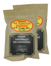 A.C. Legg #10 pork sausage seasoning jar ready for flavorful batches