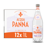 Acqua Panna 12-pack bottles, front view—ideal for elegant meals.