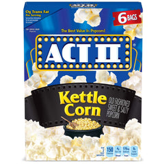 ACT II Kettle Corn box and six-pack ready for sharing.