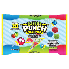Adams & Brooks Sour Punch assorted lollipops in a sharing bag