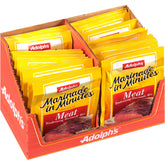 Adolph's Marinade In Minutes original label showing spices and pineapple enzyme for tenderizing